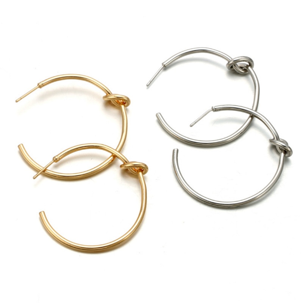 Unique Design//Bow Hoop Earrings Gold Silver - Picture 5 of 6